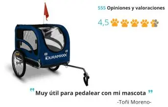 DURAMAXX King Rex - Carrito para Perros, Carro para Perros, Remolque para Bicicletas, Cochecito Perro, 250 litros, máx. 40 kg, Acoplamiento Fijo, neumáticos 16, Llantas Acero, banderín opiniones