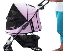 Pet Gear Happy Trails - Cochecito para gatosperros, entrada sin cremallera, fácil de plegar con forro extraíble, cesta de almacenamiento + portavasos