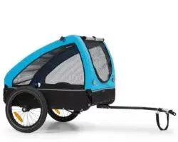 Klarfit Husky City Carrito para Perros Bicicleta, Silla Ruedas, Remolque Bicicleta Lona Oxford 600D, Reflectores, Bandera de Advertencia y Correa Seguridad, PequeñosMedianos, 250L, 45kg MAX.