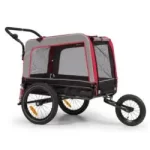 Klarfit Husky Vario Carro Perro Bicicleta 2 en 1 Carrito Perros Remolque Bicicleta Lona Oxford 600D Reflectores Bandera de Advertencia y Arnes de seguridad