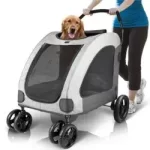 Petbobi Cochecito para Perro para Mascotas Grandes para 2 Perros Transpirable con 4 Ruedas y Espacio de Almacenamiento para Mascotas