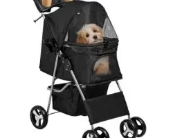 YITAHOME Carro Perro, Carrito para Perros, Cochecito de Viaje para Mascotas, Cochecito para Perros y Gatos con Cesta de Almacenamiento, Plegable Carro para. perros pequeños